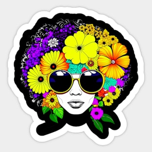 African American Woman, Afro American, Black Woman Gift, Flower Afro Woman, Black Woman Sticker